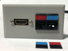 Telecom Data Plate with 2 Siemon RJ45 Punch Down Connectors and 6' 1.4 HDMI Cable - Installed - Front View - Gray