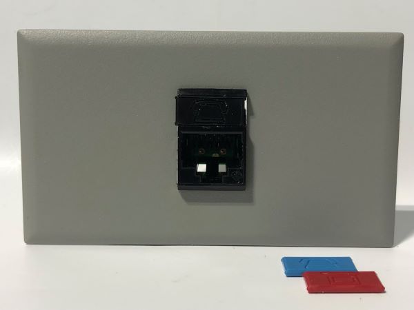 Telecom Data Plate with Siemon RJ45 Punch Down Connector - Installed - Front View - Gray