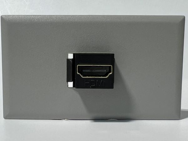 Telecom Plate with Single 4K HDMI Female to Female Connector - Installed - Front View - Gray