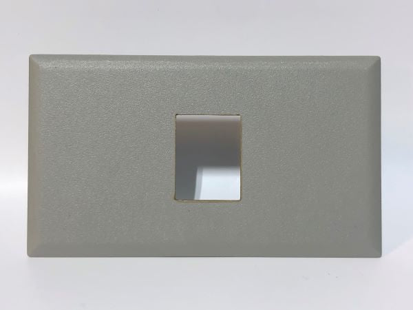Telecom Data Plate with Keystone Knockout - Front View - Gray