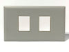 Telecom Data Plate with 2 Keystone Knockouts - Front View - Gray