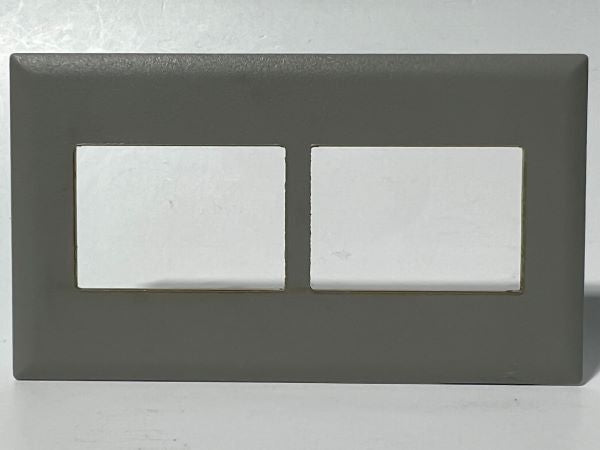 Telecom Plate with 2 Siemon™ Double Knockouts - Front View - Gray