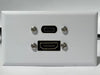 Telecom Plate with USB C 3.2 3ft Cable and HDMI 6ft Cable  - Installed - Front View - White