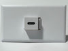 Telecom Plate with USB C 3.1 Pigtail Male to Female 9 inch cable - Installed - Front View - White