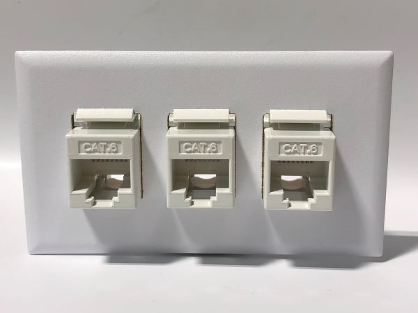 Telecom Plate Telecom Plate with 3 RJ45 CAT6 Punch Down Non-Shielded Connectors ...