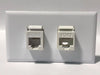 Telecom Plate with 1 RJ45 Punch Down Connector and 1 RJ11 Punch Down Connector - Front View - Installed - White