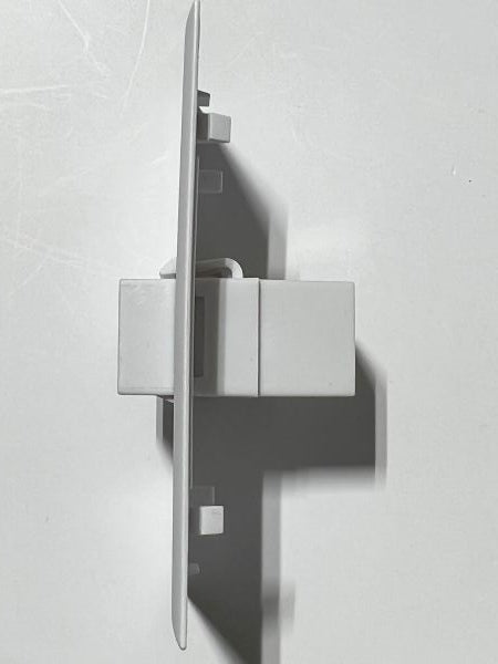 Telecom Plate with Single 8K 2.1 HDMI Female to Female Connector - Installed - Top View - White
