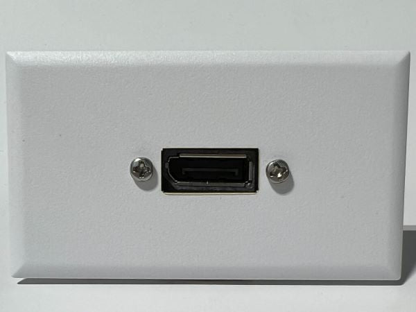 Telecom Plate with Display Port Female to Female Coupler - Installed - Front View - White