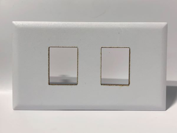 Telecom Data Plate with 2 Keystone Knockouts - Front View - White