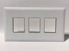 Telecom Data Plate with 3 Keystone Knockouts - Front View - White