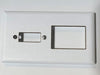 Telecom Plate with Siemon RJ45 Double Knockout and HDMI Panel Mount Knockout - Front View - White
